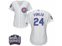 Women Majestic Chicago Cubs #24 Dexter Fowler Authentic White Home 2016 World Series Bound Cool Base MLB Jersey