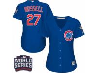 Women Majestic Chicago Cubs #27 Addison Russell Authentic Royal Blue Alternate 2016 World Series Bound Cool Base MLB Jersey