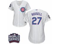 Women Majestic Chicago Cubs #27 Addison Russell Authentic White Home 2016 World Series Bound Cool Base MLB Jersey