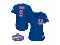 Women Majestic Chicago Cubs #3 David Ross Authentic Royal Blue Alternate 2016 World Series Champions Cool Base MLB Jersey