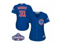 Women Majestic Chicago Cubs #31 Greg Maddux Authentic Royal Blue Alternate 2016 World Series Champions Cool Base MLB Jersey