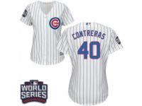 Women Majestic Chicago Cubs #40 Willson Contreras Authentic White Home 2016 World Series Bound Cool Base MLB Jersey