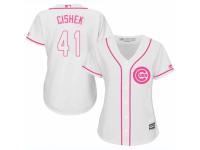 Women Majestic Chicago Cubs #41 Steve Cishek White Fashion MLB Jersey