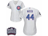 Women Majestic Chicago Cubs #44 Anthony Rizzo Authentic White Home 2016 World Series Bound Cool Base MLB Jersey