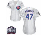 Women Majestic Chicago Cubs #47 Miguel Montero Authentic White Home 2016 World Series Bound Cool Base MLB Jersey