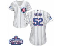 Women Majestic Chicago Cubs #52 Justin Grimm Authentic White Home 2016 World Series Champions Cool Base MLB Jersey