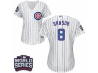 Women Majestic Chicago Cubs #8 Andre Dawson Authentic White Home 2016 World Series Bound Cool Base MLB Jersey