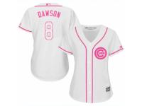 Women Majestic Chicago Cubs #8 Andre Dawson White Fashion MLB Jersey