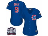 Women Majestic Chicago Cubs #9 Javier Baez Authentic Royal Blue Alternate 2016 World Series Bound Cool Base MLB Jersey