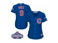 Women Majestic Chicago Cubs #9 Javier Baez Authentic Royal Blue Alternate 2016 World Series Champions Cool Base MLB Jersey