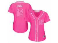 Women Majestic Detroit Tigers #12 Anthony Gose Pink Fashion Cool Base MLB Jersey