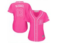 Women Majestic Detroit Tigers #13 Omar Vizquel Pink Fashion Cool Base MLB Jersey