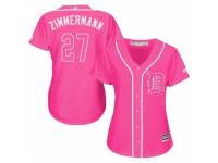 Women Majestic Detroit Tigers #27 Jordan Zimmermann Pink Fashion Cool Base MLB Jersey