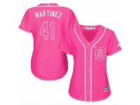 Women Majestic Detroit Tigers #41 Victor Martinez Pink Fashion Cool Base MLB Jersey