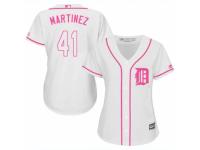 Women Majestic Detroit Tigers #41 Victor Martinez White Fashion Cool Base MLB Jersey