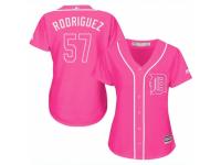 Women Majestic Detroit Tigers #57 Francisco Rodriguez Pink Fashion Cool Base MLB Jersey