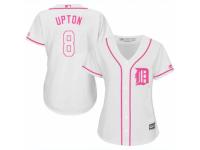 Women Majestic Detroit Tigers #8 Justin Upton White Fashion Cool Base MLB Jersey