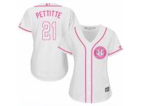 Women Majestic Houston Astros #21 Andy Pettitte White Fashion Cool Base MLB Jersey