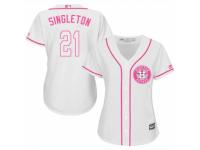 Women Majestic Houston Astros #21 Jon Singleton White Fashion Cool Base MLB Jersey