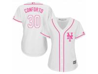 Women Majestic New York Mets #30 Michael Conforto White Fashion Cool Base MLB Jersey
