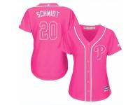 Women Majestic Philadelphia Phillies #20 Mike Schmidt Pink Fashion Cool Base MLB Jersey