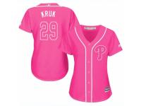 Women Majestic Philadelphia Phillies #29 John Kruk Pink Fashion Cool Base MLB Jersey