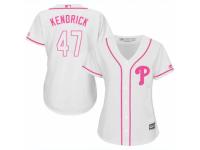 Women Majestic Philadelphia Phillies #47 Howie Kendrick White Fashion Cool Base MLB Jersey