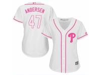 Women Majestic Philadelphia Phillies #47 Larry Andersen White Fashion Cool Base MLB Jersey
