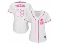 Women Majestic Seattle Mariners #18 Hisashi Iwakuma White Fashion Cool Base MLB Jersey