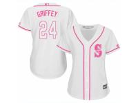 Women Majestic Seattle Mariners #24 Ken Griffey White Fashion Cool Base MLB Jersey