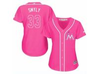 Women Majestic Seattle Mariners #33 Drew Smyly Pink Fashion Cool Base MLB Jersey
