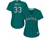 Women Majestic Seattle Mariners #33 Drew Smyly Teal Green Alternate Cool Base MLB Jersey