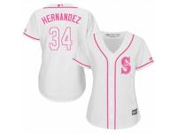 Women Majestic Seattle Mariners #34 Felix Hernandez White Fashion Cool Base MLB Jersey