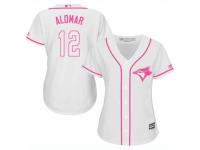 Women Majestic Toronto Blue Jays #12 Roberto Alomar White Fashion Cool Base MLB Jersey