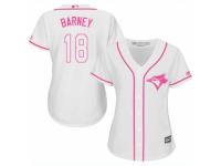 Women Majestic Toronto Blue Jays #18 Darwin Barney White Fashion Cool Base MLB Jersey