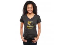 Women Memphis Grizzlies Gold Collection V-Neck Tri-Blend T-Shirt Black