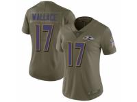 Women Nike Baltimore Ravens #17 Mike Wallace Limited Olive 2017 Salute to Service NFL Jersey