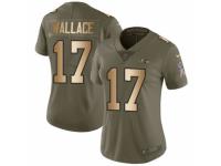 Women Nike Baltimore Ravens #17 Mike Wallace Limited Olive/Gold Salute to Service NFL Jersey