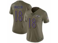 Women Nike Baltimore Ravens #18 Jeremy Maclin Limited Olive 2017 Salute to Service NFL Jersey