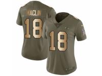 Women Nike Baltimore Ravens #18 Jeremy Maclin Limited Olive/Gold Salute to Service NFL Jersey