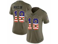 Women Nike Baltimore Ravens #18 Jeremy Maclin Limited Olive/USA Flag Salute to Service NFL Jersey