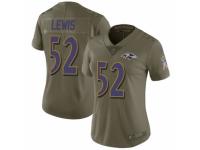 Women Nike Baltimore Ravens #52 Ray Lewis Limited Olive 2017 Salute to Service NFL Jersey