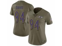 Women Nike Baltimore Ravens #94 Carl Davis Limited Olive 2017 Salute to Service NFL Jersey
