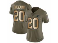 Women Nike Carolina Panthers #20 Kurt Coleman Limited Olive/Gold 2017 Salute to Service NFL Jersey