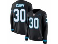 Women Nike Carolina Panthers #30 Stephen Curry Limited Black Therma Long Sleeve NFL Jersey