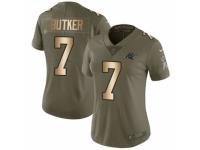 Women Nike Carolina Panthers #7 Harrison Butker Limited Olive/Gold 2017 Salute to Service NFL Jersey