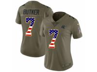Women Nike Carolina Panthers #7 Harrison Butker Limited Olive/USA Flag 2017 Salute to Service NFL Jersey