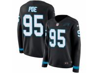 Women Nike Carolina Panthers #95 Dontari Poe Limited Black Therma Long Sleeve NFL Jersey