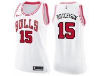 Women Nike Chicago Bulls #15 Chandler Hutchison Swingman White-Pink Fashion NBA Jersey