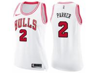 Women Nike Chicago Bulls #2 Jabari Parker Swingman White-Pink Fashion NBA Jersey